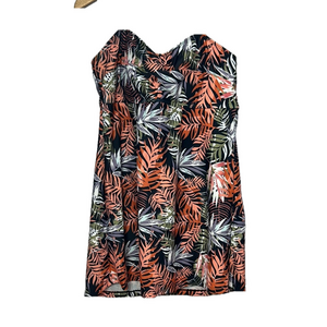 Vibrant Leaf Print Halter Dress Swimsuit NWOT